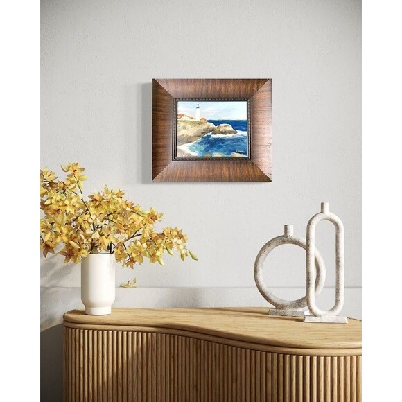 Framed Original Oil Painting Portland Head Lighthouse Seascape Signed 13x15" - Picture 4 of 10